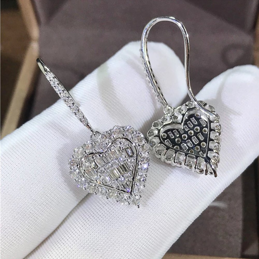 NEW Diamond Heart Drop Earrings - Picture 4 of 12